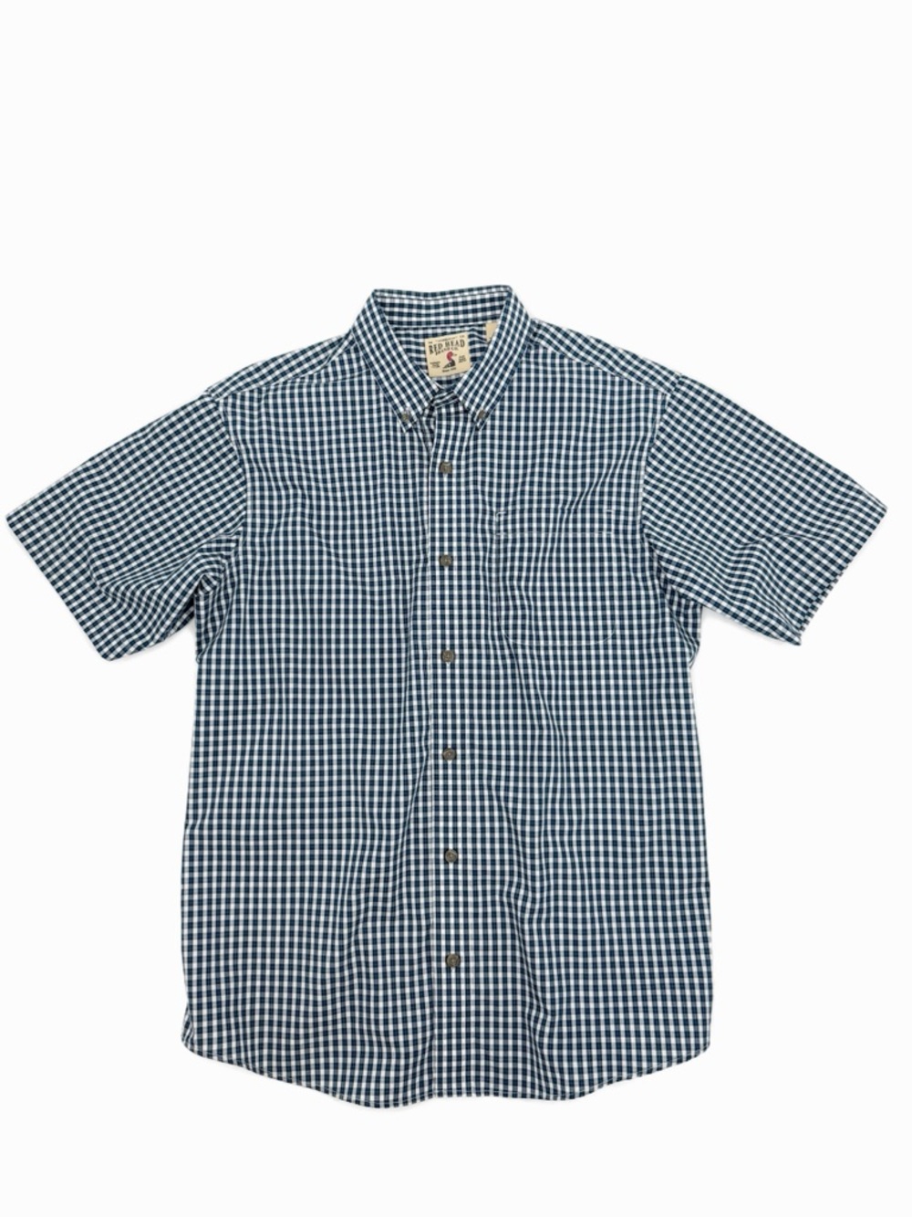 RedHead Bass Pro Shops Blue Teal Gingham Button Down Cotton Shirt Men’s Large